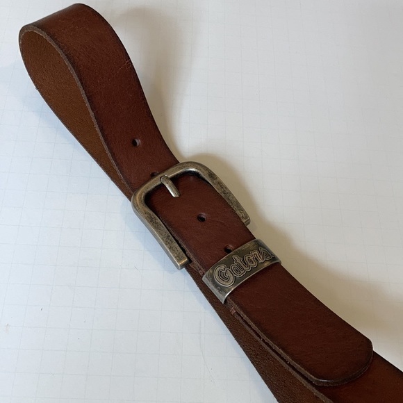 Fossil Brown Leather Gator Belt Size 32 - Picture 4 of 6